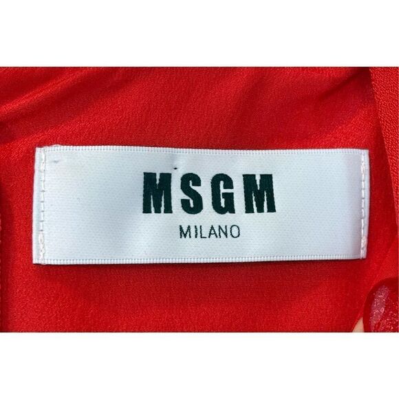 NWOT MSGM Red Short Sleeve Ruffle Detail Structured Dress Women's Size 42 8US - Picture 4 of 10